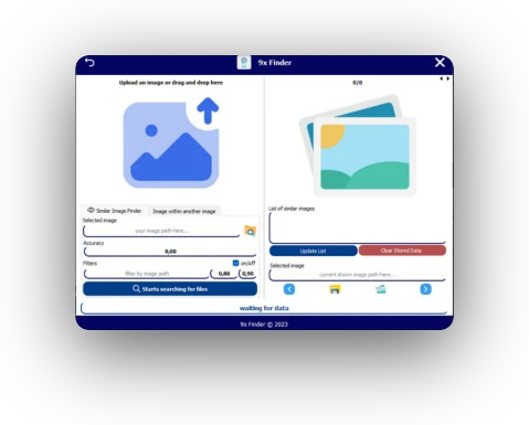Finestra di 9x Finder con la ricerca di immagini simili
