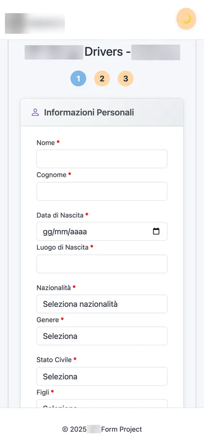 Form di candidatura su smartphone