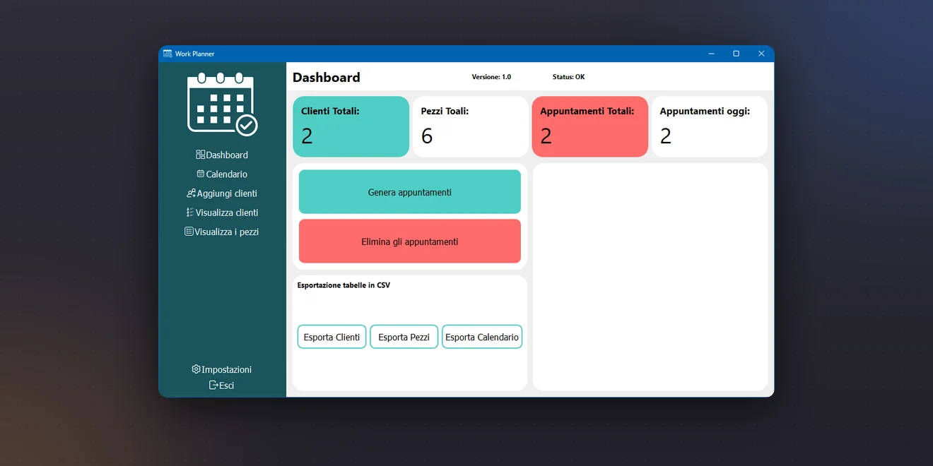 Work Planner, applicazione desktop per la pianificazione automatica delle visite tecniche