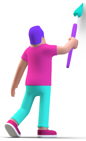 Illustrazione 3D di una persona con un pennello