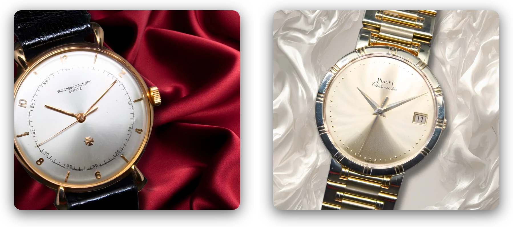 Vacheron Constantin su raso rosso e Piaget su seta bianca