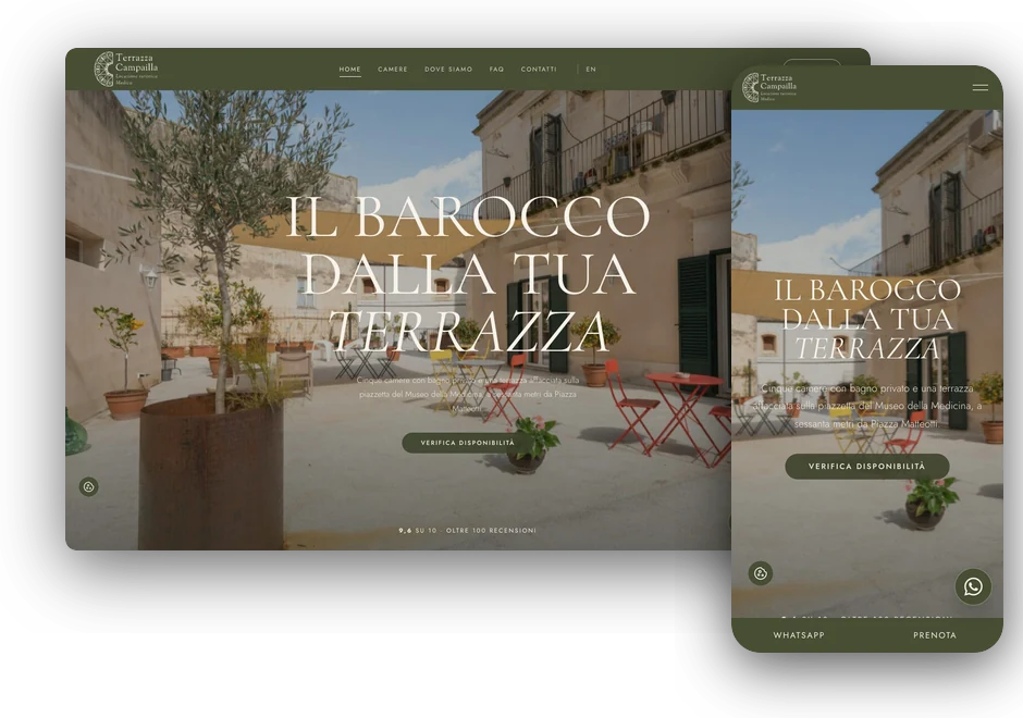 Il sito Terrazza Campailla su computer e su smartphone