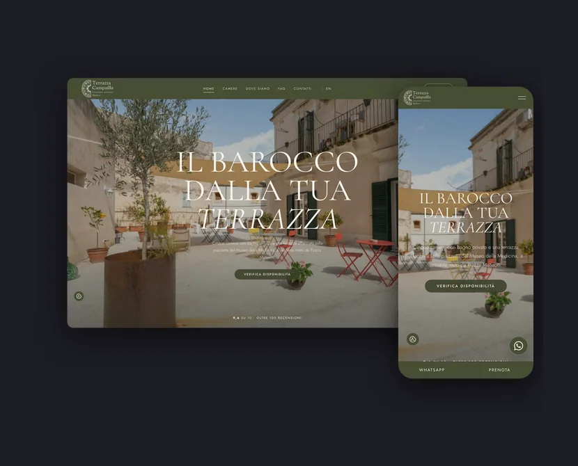 Il sito Terrazza Campailla su computer e su smartphone